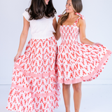 Joy Bow Mini Dress - Lobsters Peach