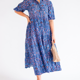 Taylor Collar Maxi Dress - Navy Multi Blossom