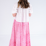 Lucy Smocked Maxi Skirt - Bulb Trellis Hot Pink