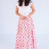 Jane Elastic Waist Maxi Skirt - Lobsters Peach