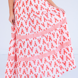 Jane Elastic Waist Maxi Skirt - Lobsters Peach
