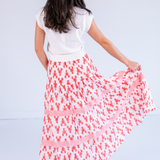 Jane Elastic Waist Maxi Skirt - Lobsters Peach