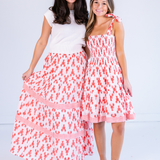 Jane Elastic Waist Maxi Skirt - Lobsters Peach