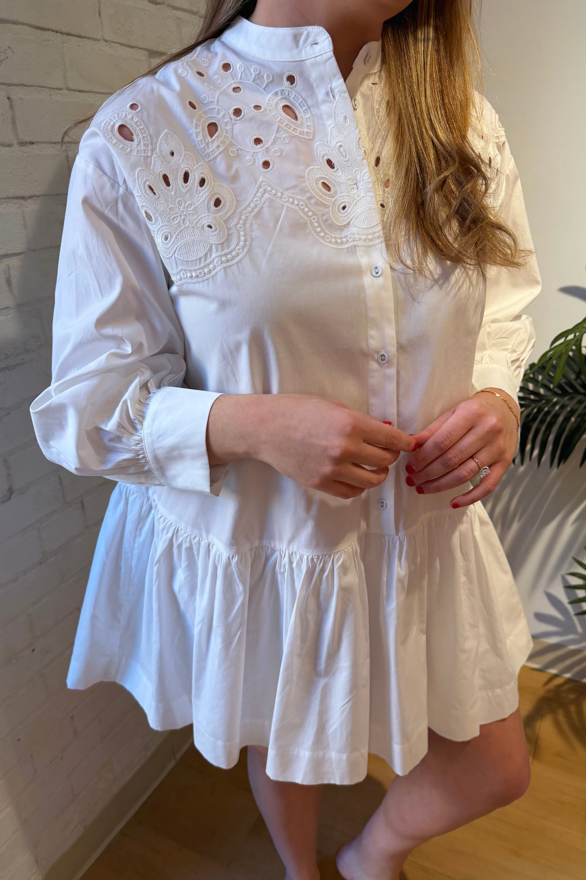 Oasis Eyelet Mini Dress - Off White
