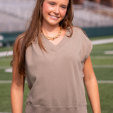Ella Cropped V-neck Vest - Mocha Mousse