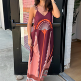 Patricia Silk Maxi Dress - Red Multi