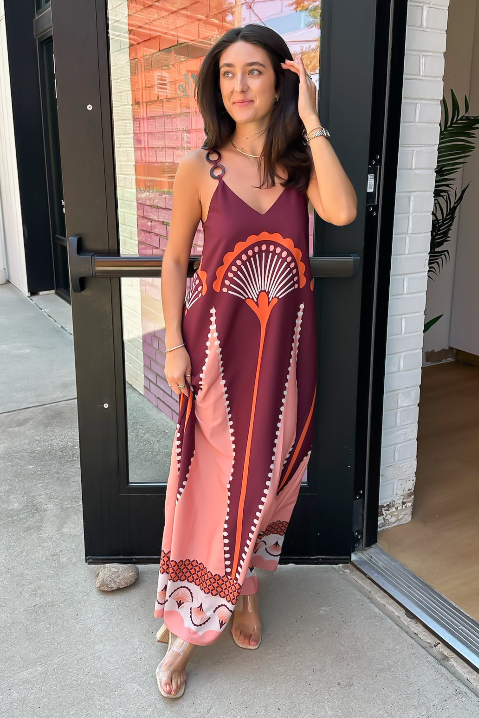 Patricia Silk Maxi Dress - Red Multi