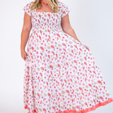 Lil Smocked Maxi Dress - Seashells Coral