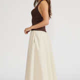 Sevilla Halter Neck Mixed Media Maxi Dress - Brown/Tan
