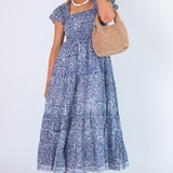 Lil Smocked Maxi Dress - Navy Explosion