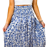 Britt Smocked Maxi Skirt - Soft Blue Mum