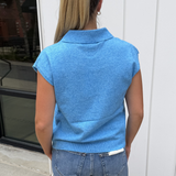 Belle Button Collared Top - Ocean