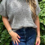 Diamond Short Sleeve Sweater - Gris
