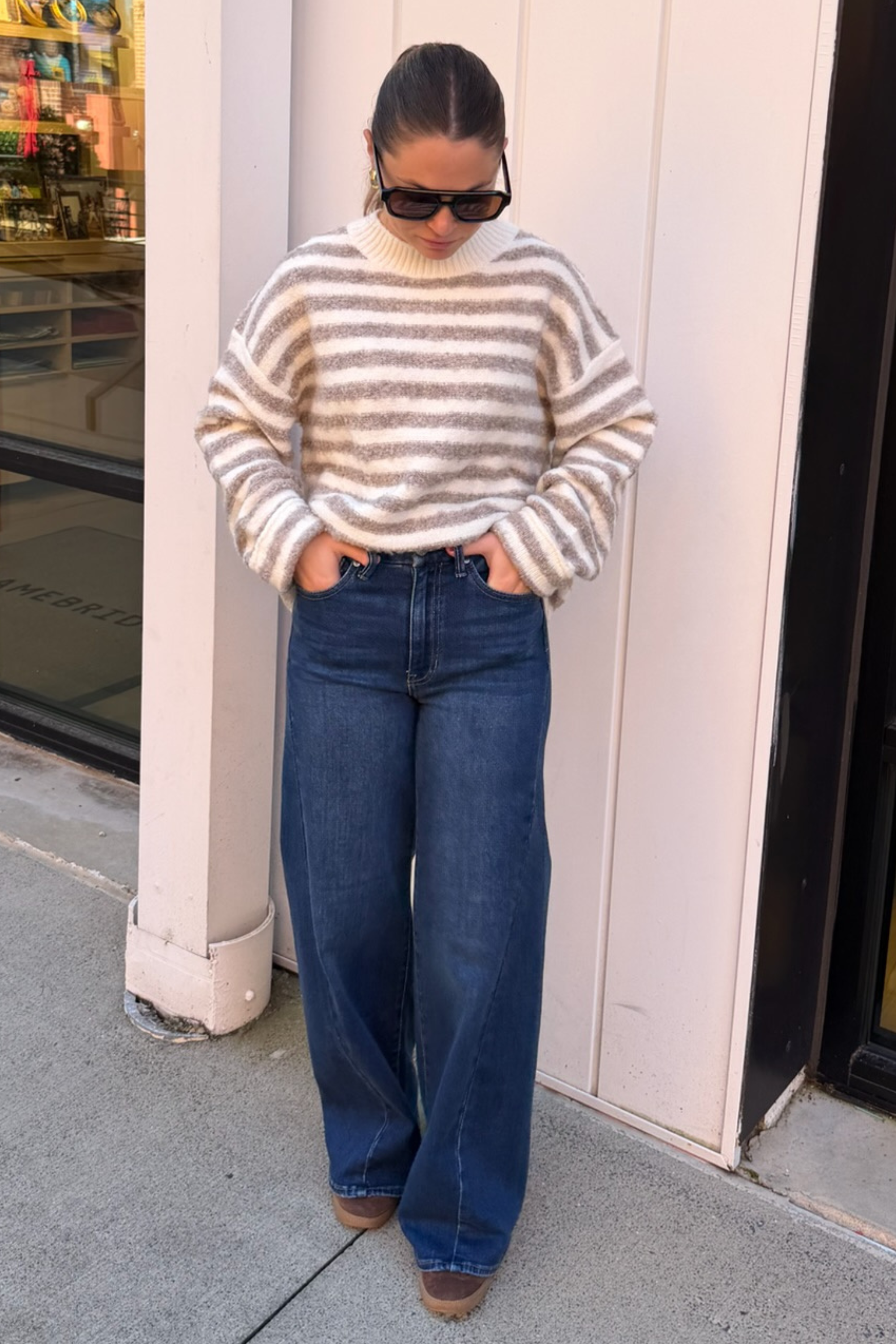 Marcy Chunky Stripe Sweater - Ivory/Greige
