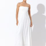 Talia Strapless Linen Maxi Dress - White