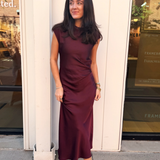 Brit Silky Ruched Maxi Dress - Wine