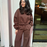 Teddi Fleece Wide Leg Sweatpants - Chocolate
