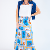 Olivia Smocked Maxi Skirt - Tropical Tile