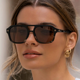 Sydney Aviator Sunglasses - Gloss Black Mineral/Brown Lens