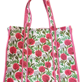 Jenna Reversible Tote Bag - Pink Garden Bloom