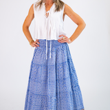Britt Smocked Midi Skirt - Fishnet Cornflower