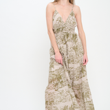 Santorini Sketch Maxi Dress - Olive
