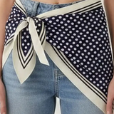 Polka Dot Pattern Silk Scarf - Navy