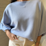 Mia Crewneck Batwing Sweater - Sky Blue