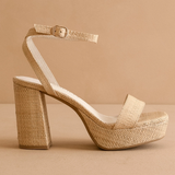 Olympia Raffia Platform Heel - Natural