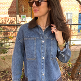 Coco Corduroy Collar Jacket - Denim/Brown