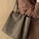 Suzy Suede Tote with Pouch - Olive