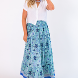 Lucy Smocked Maxi Skirt - Hibiscus Seafoam