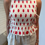 Maeve Polka Dot Shirt - Cream/Red