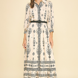 Toni Printed Belted Maxi Dress - Cream