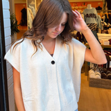 Val Single Button Sweater Vest - Ivory