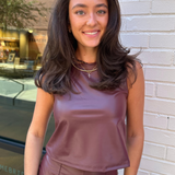 Victoria Vegan Leather Tank Top - Oxblood