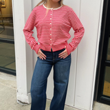 Montana Striped Cardigan - Red/White