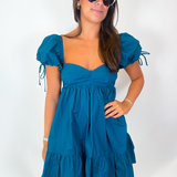 First Day Mini Dress - Teal Blue