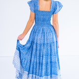 Lil Smocked Maxi Dress - Tile Mini Clove Mix Blue