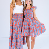 Erin Tie Back Mini Dress - Shells Peach Navy