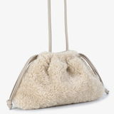 Lozen Mini Fur Clutch - Cream