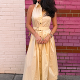 Zarae Solid Collar Maxi Dress - Pastel Yellow