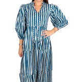 Hirma Maxi Dress - Navy Medium Stripe