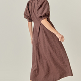 Georgia Textured Midi Dress - Brown