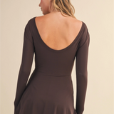 Lacy Long Sleeve Wrap Dress - Chocolate