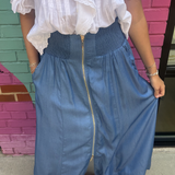 Clara Denim Maxi Skirt - Light Tencel