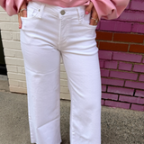 Ashley Raw Hem Wide Leg Jean - White