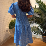 Sanibel Eyelet Midi Dress - Urban Blue