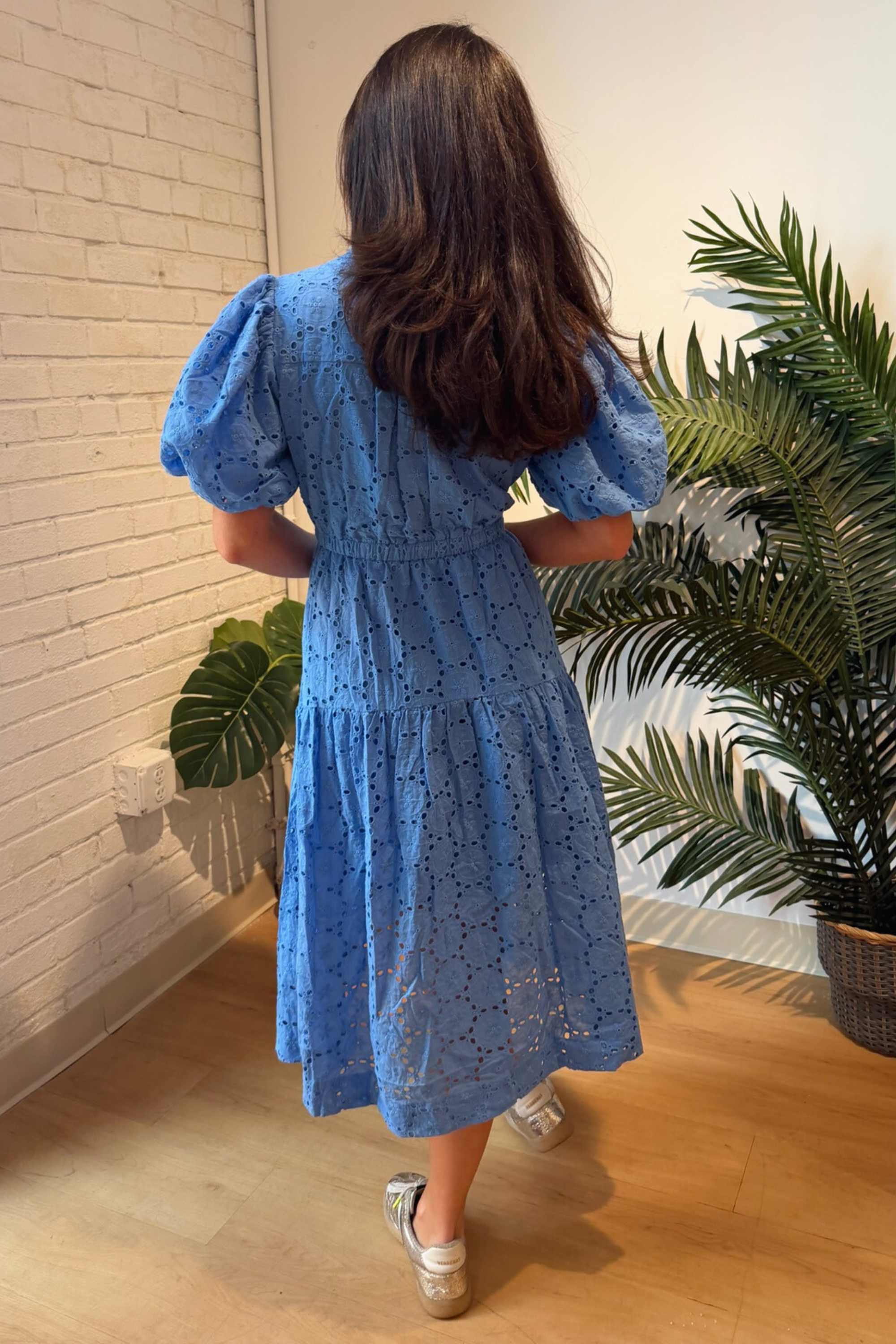 Sanibel Eyelet Midi Dress - Urban Blue