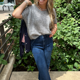Diamond Short Sleeve Sweater - Gris